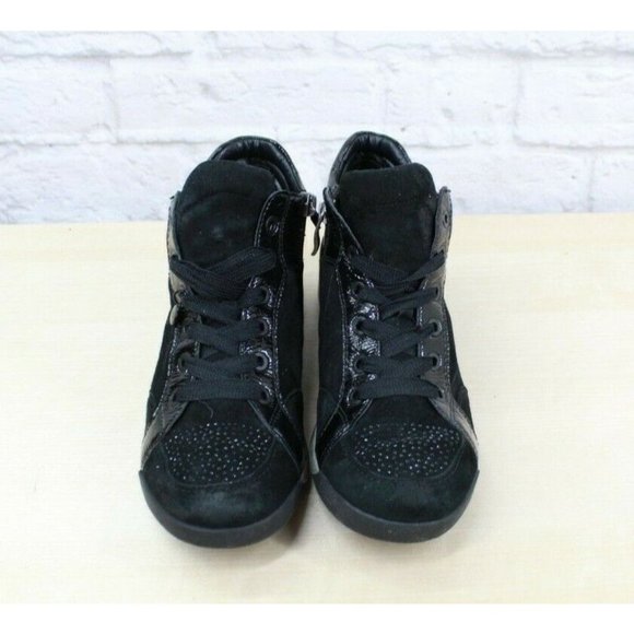Ara Luftpolster Black Suede Studded Side Zip Laced Mid Top Sneakers Size 7.5 - Picture 5 of 9